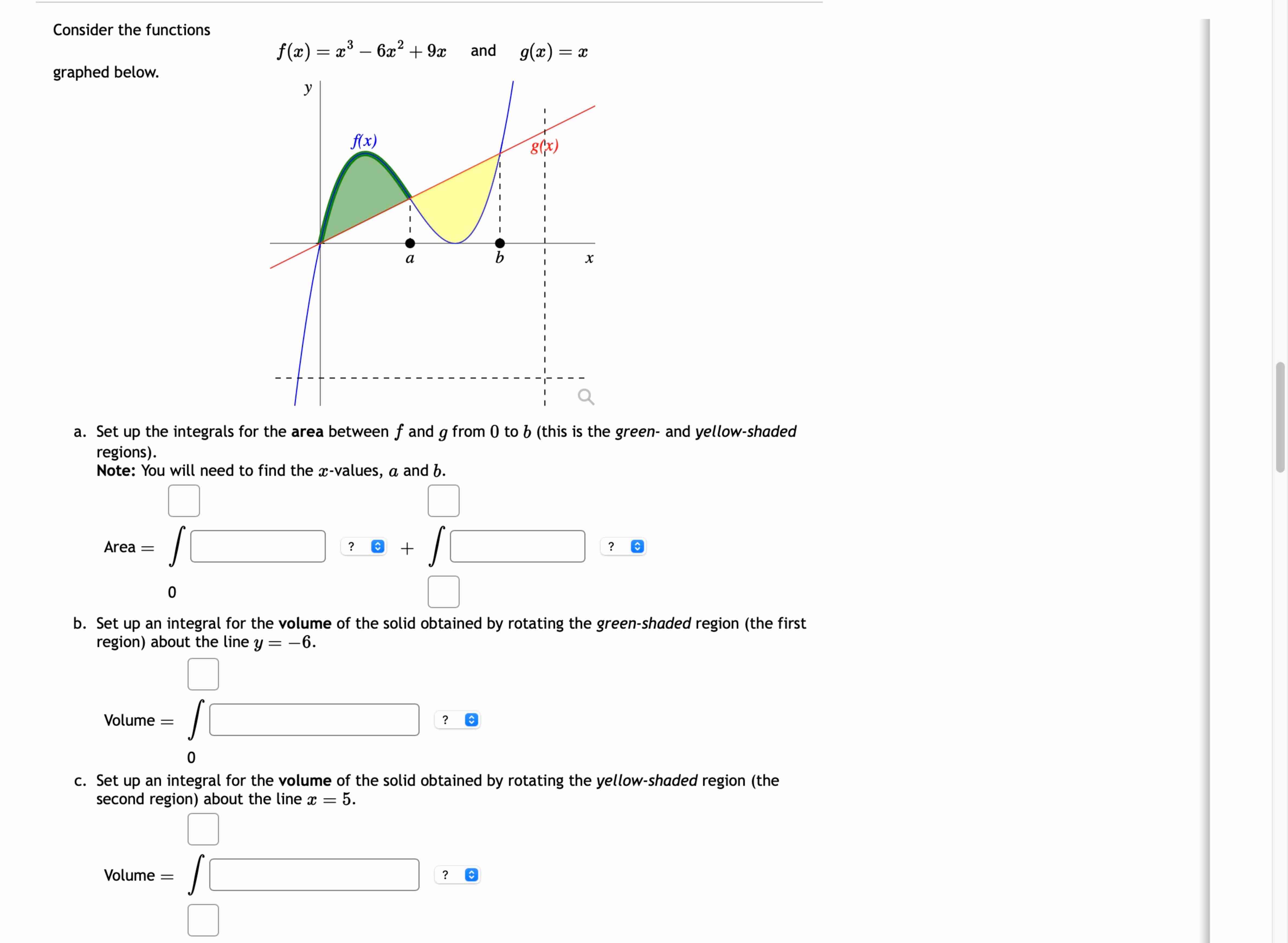 Consider the functions f ( x ) = x 3 - 6 x 2 + 9