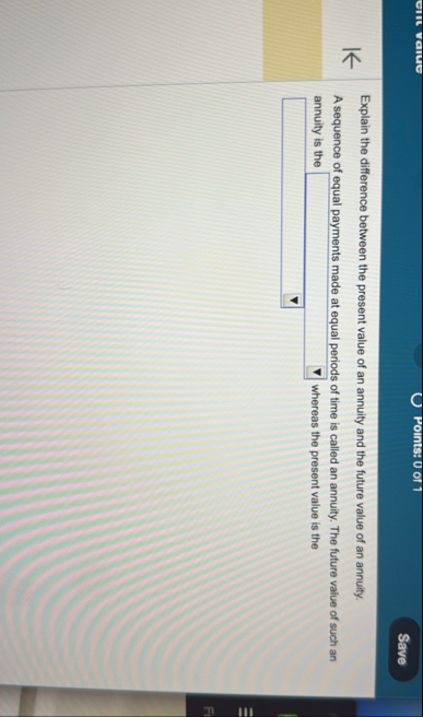 Points: 0 of 1 Explain the difference between the