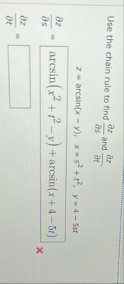 Use the chain rule to find d e l z d e l s and d