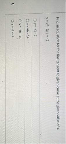 Find an equation for the line tangent to given