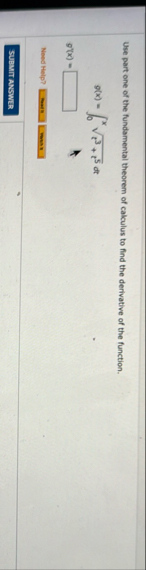 Use part one of the fundamental theorem of