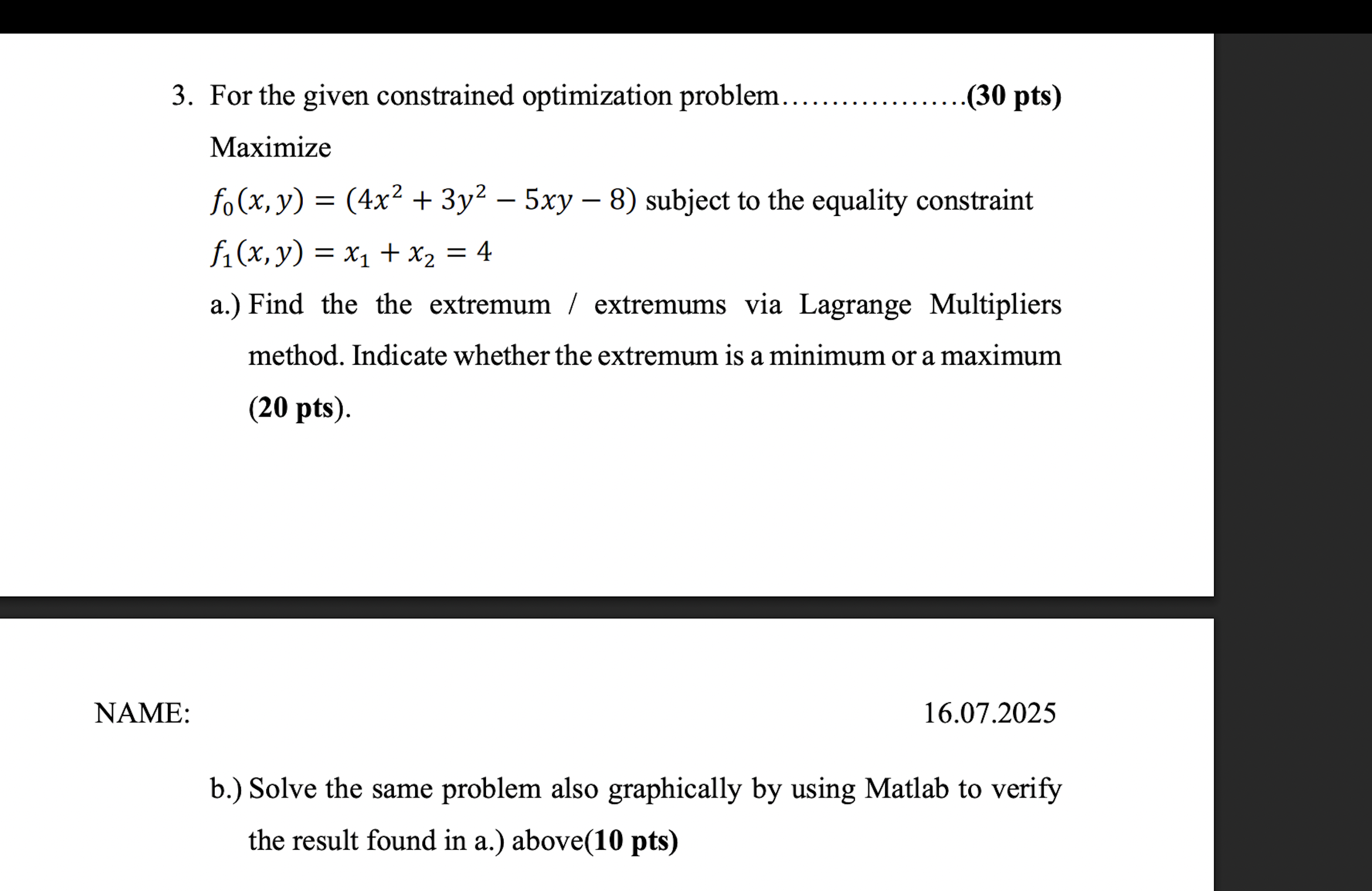 For the given constrained optimization problem