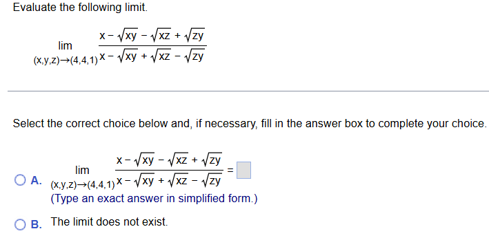 Evaluate the following l i m i t . lim ( x , y ,