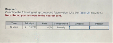 Required: Complete the following using compound