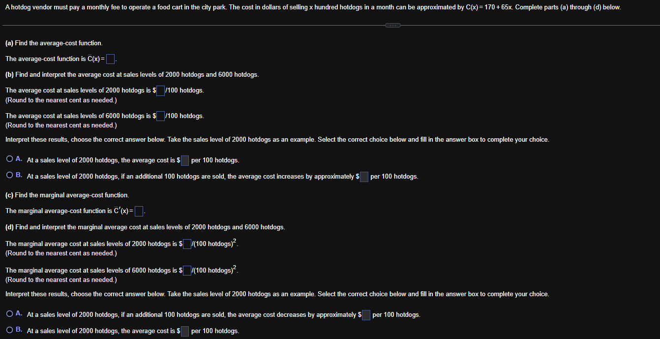 ( a ) Find the average - cost function. The