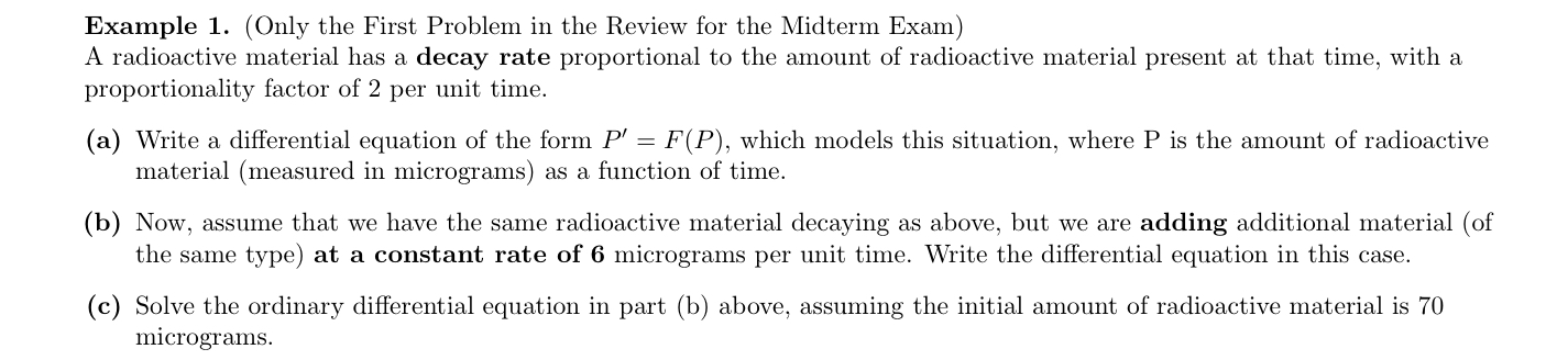 Example 1 . ( Only the First Problem in the