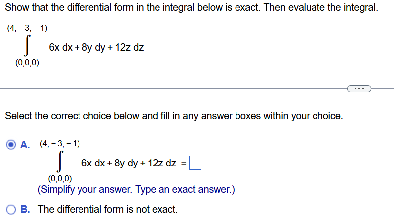 Show that the differential form i n the integral