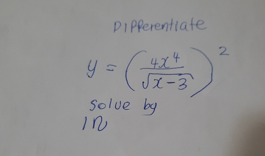 Dipperentiate y = ( 4 x 4 x - 3 2 ) 2 solve by 1 2