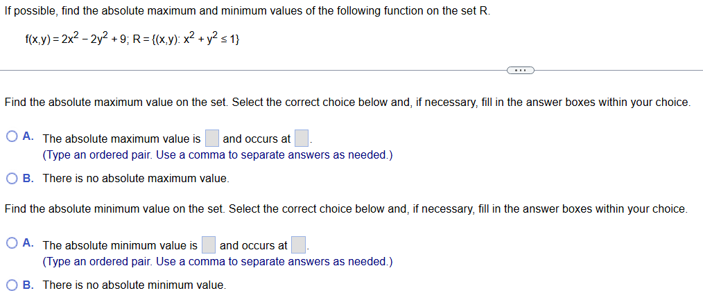 I f possible, find the a b s o l u t e maximum
