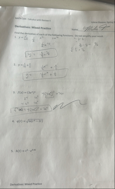 MATH 1 0 9 : Calculus with Review II belene