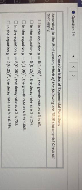 Question 1 4 Characteristics of Exponential