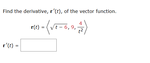 Find the derivative, r ^ ( ' ) ( t ) , of the