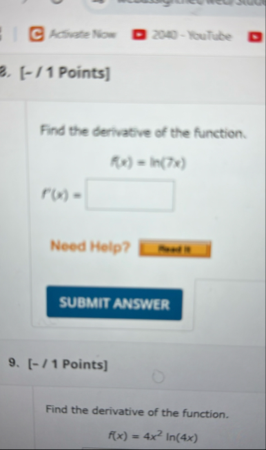 Activate Now 2 0 1 0 - HouTube B . [ - / 1 Points