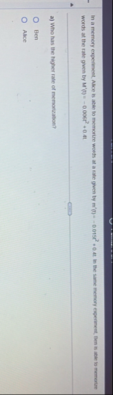 In a memory experiment, Alice is able to memorize