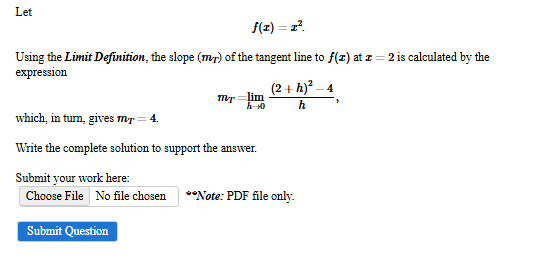 Let f ( x ) = x 2 m T f ( x ) a t x = 2 i s