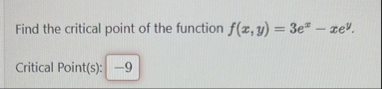 Find the critical point of the function f ( x , y