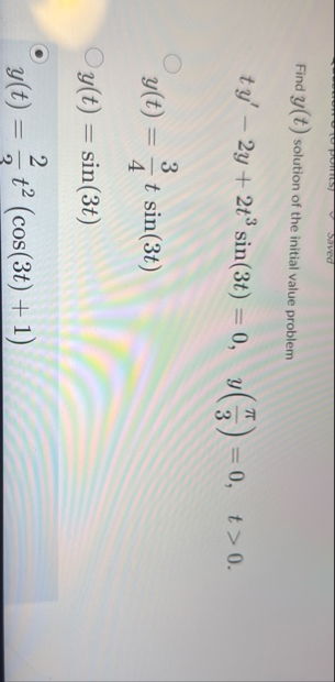 Find y ( t ) solution of the initial value