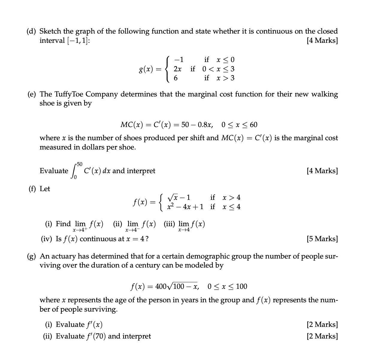 ( d ) Sketch the graph o f the following function
