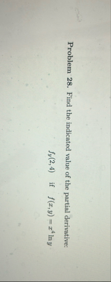 Problem 2 8 . Find the indicated value of the