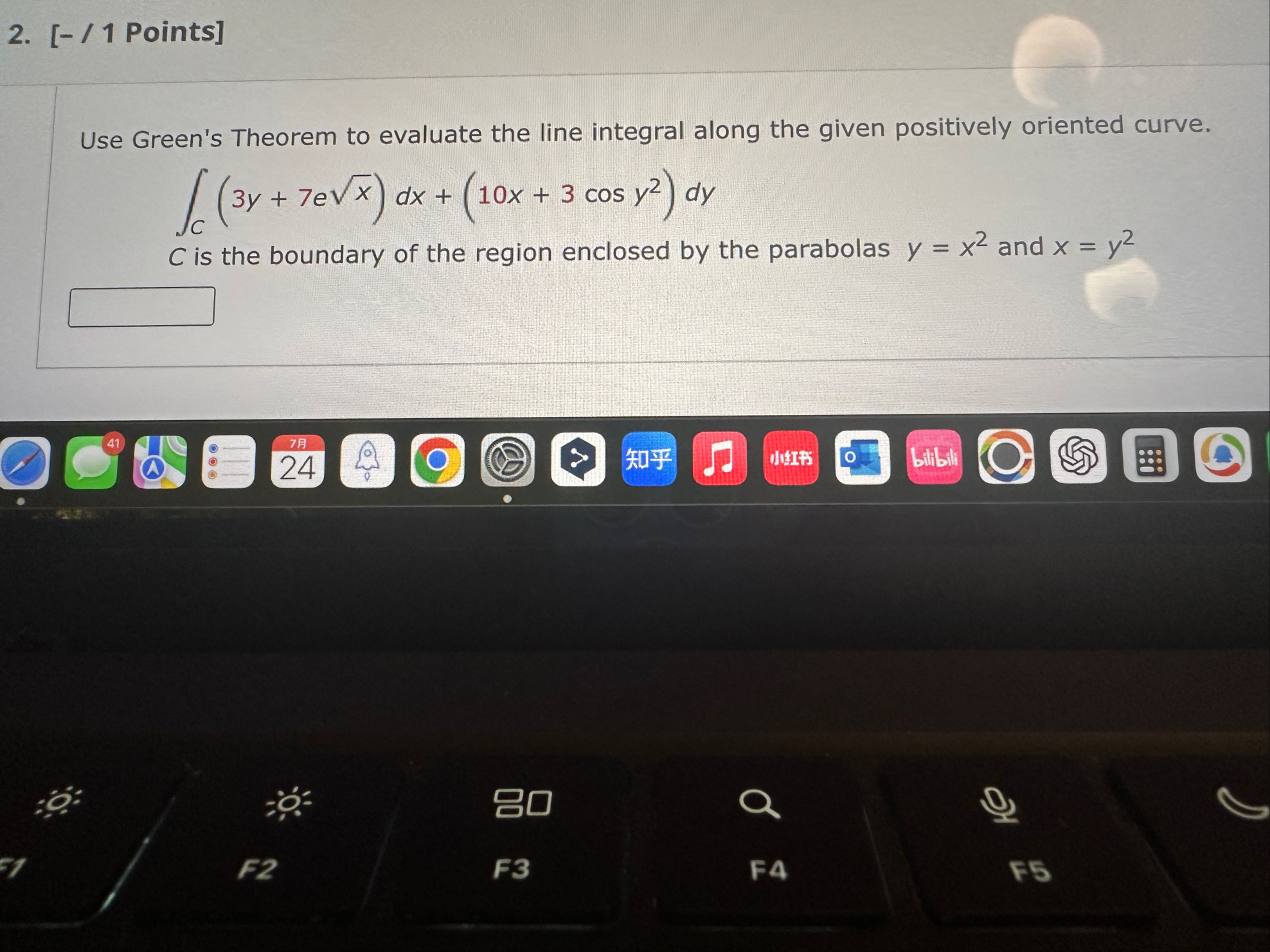 [ - / 1 Points ] Use Green's Theorem to evaluate