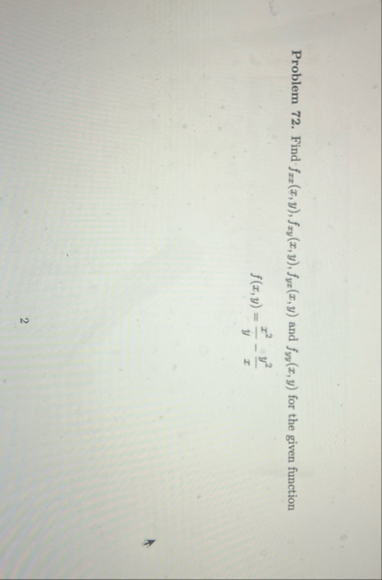 Problem 7 2 . Find f ( x , y ) , f x y ( x , y )