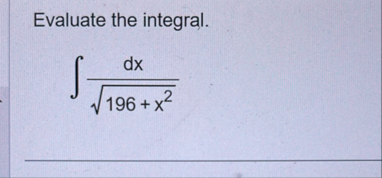 Evaluate the integral. d x 1 9 6 x 2 2