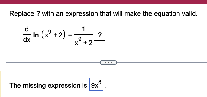 Replace ? with a n expression that will make the