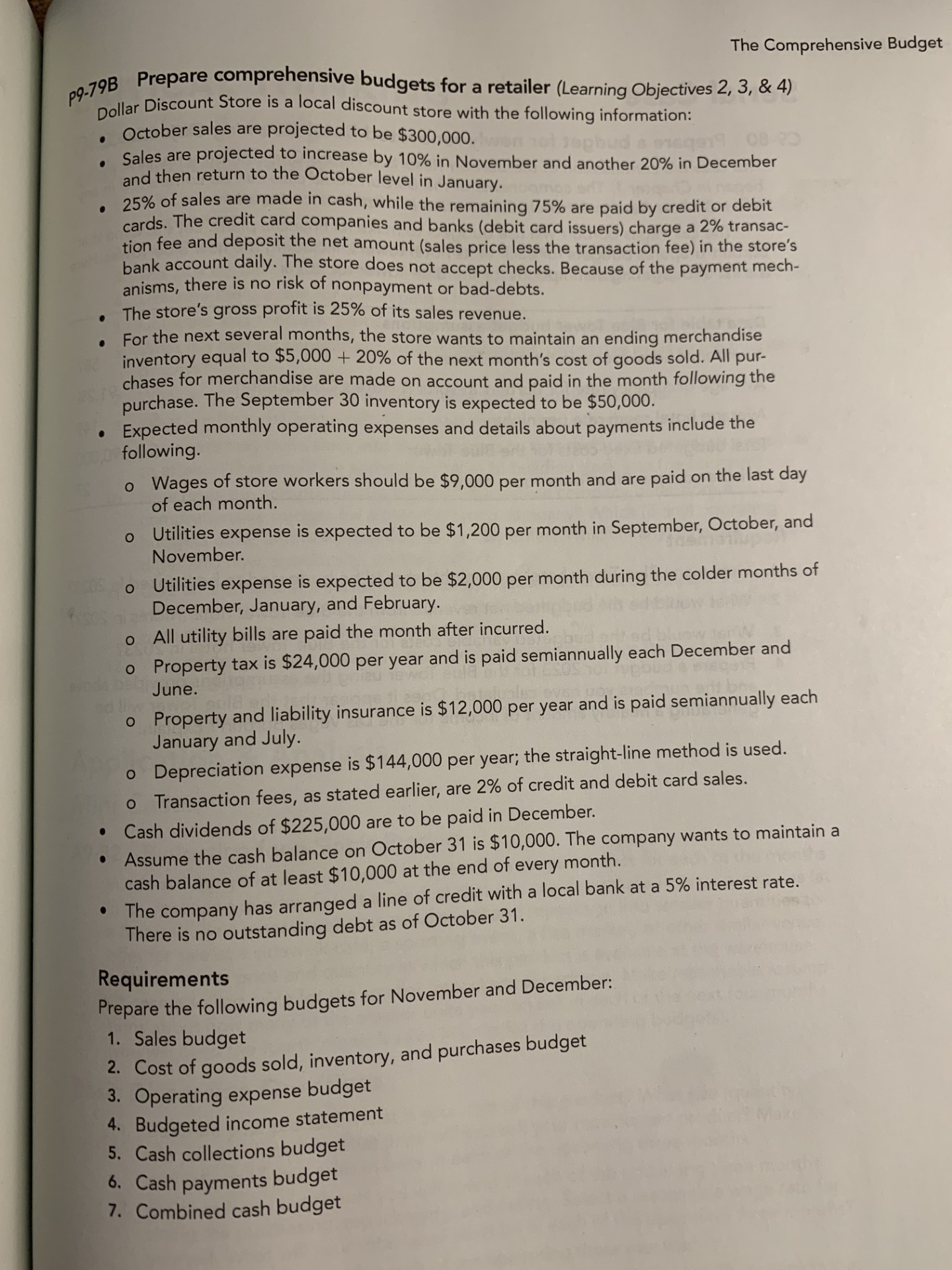 p 9 . 7 9 B Prepare comprehensive budgets for a