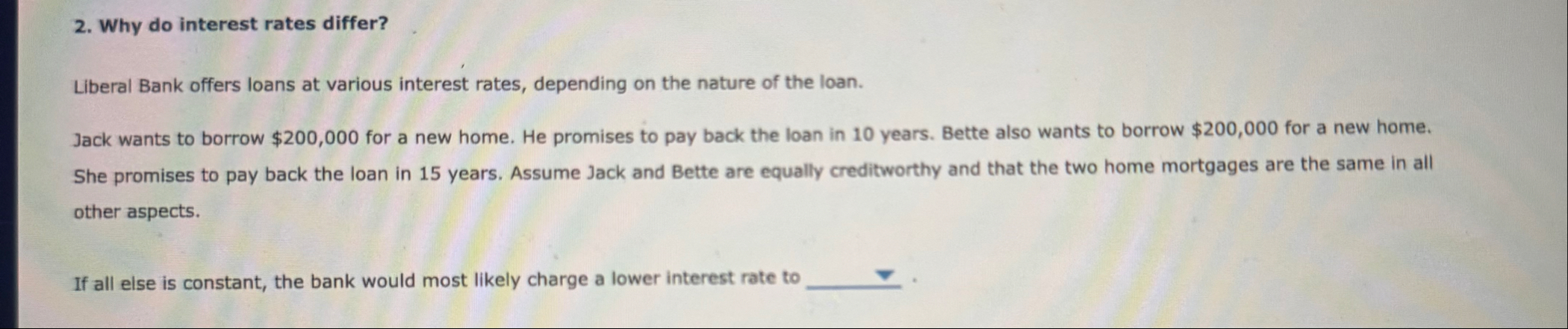 Why do interest rates differ? Liberal Bank offers