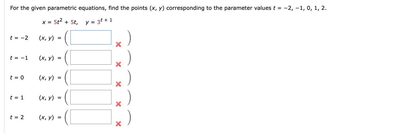 x , y t = - 2 , - 1 , 0 , 1 , 2 .