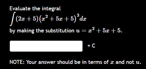 Evaluate the integral ( 2 x + 5 ) ( x 2 + 5 x + 5
