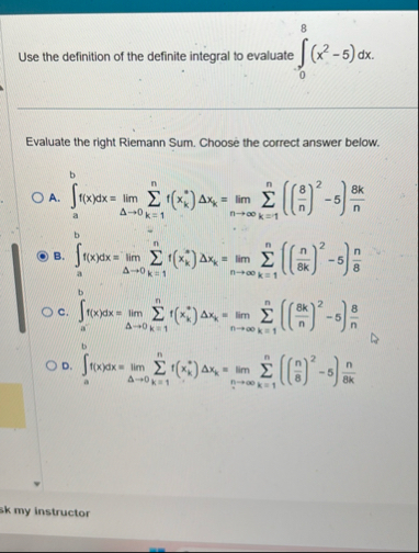 Use the definition of the definite integral to