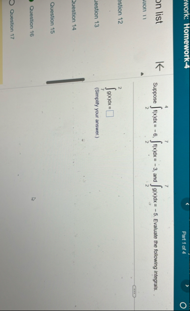 work: Homework - 4 Part 1 of 4 on list yon 1 1