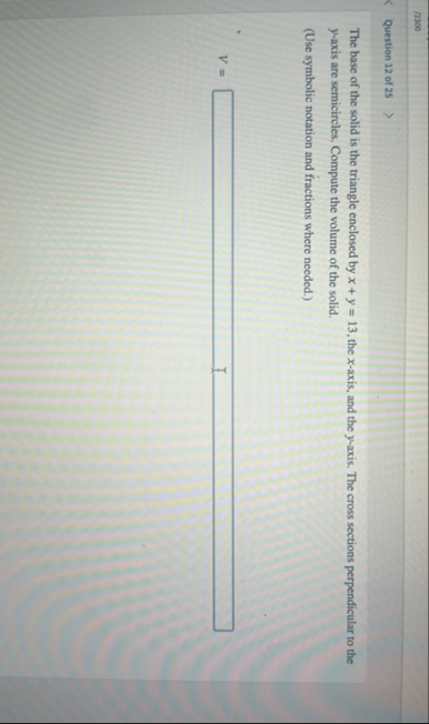 Question 1 2 of 2 5 The base of the solid is the