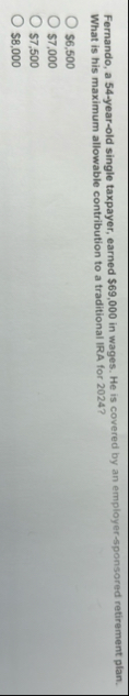 Fernando, a 5 4 - year - old single taxpayer,
