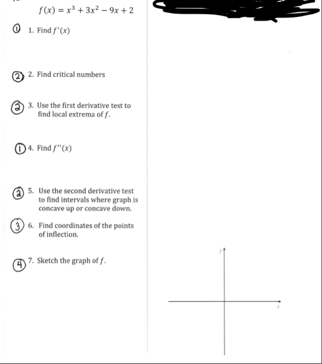 f ( x ) = x 3 3 x 2 - 9 x 2 ( 1 ) Find f ' ( x )