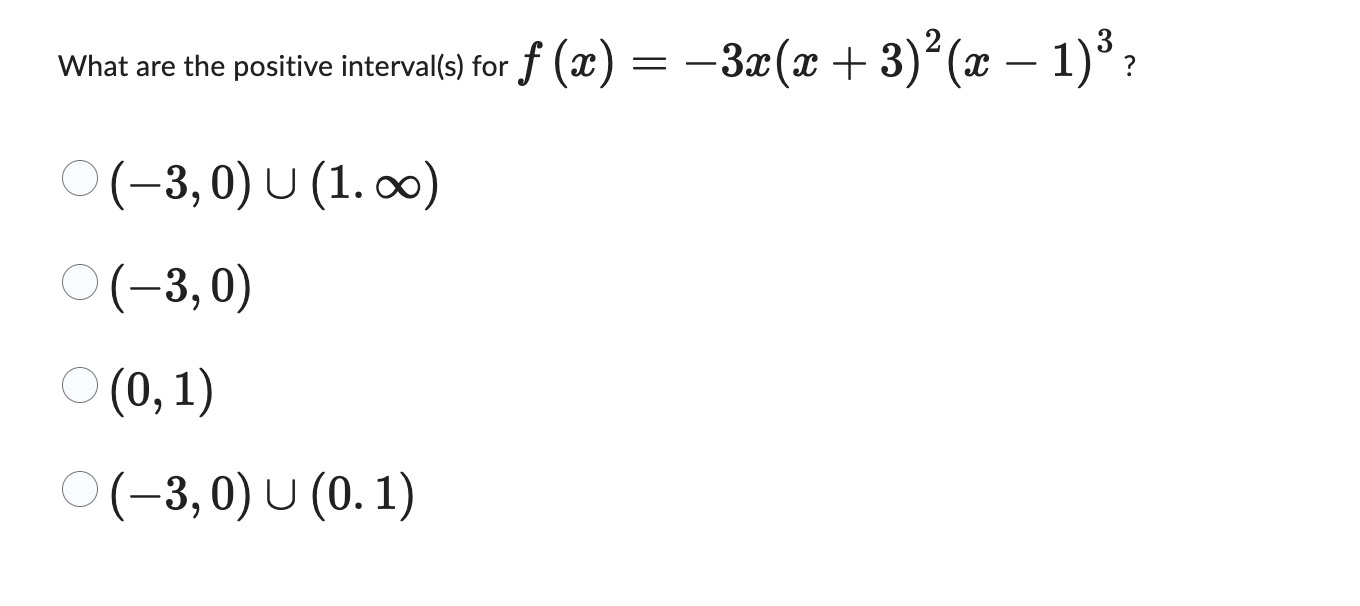 What are the positive interval ( s ) for f ( x )