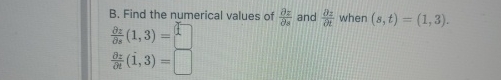 B . Find the numerical values of d e l z d e l s
