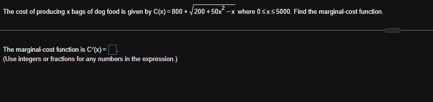 The cost o f producing x bags o f dog food i s