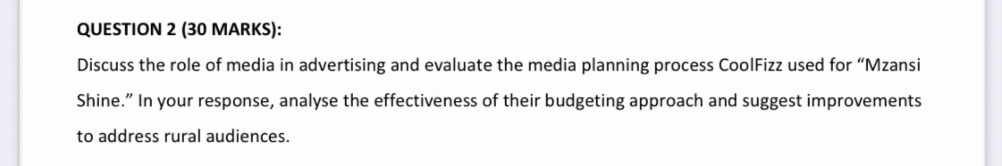 QUESTION 2 ( 3 0 MARKS ) : Discuss the role of