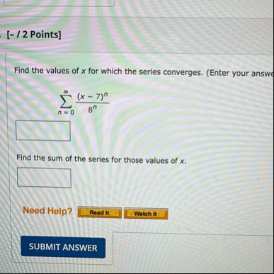 [ - / 2 Points ] Find the values of x for which