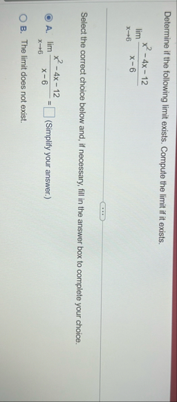 Determine if the following limit exists. Compute