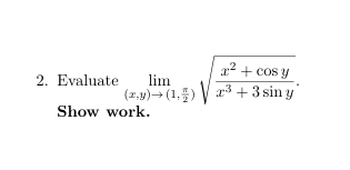 Evaluate \ lim _ ( ( x , y ) -  style=