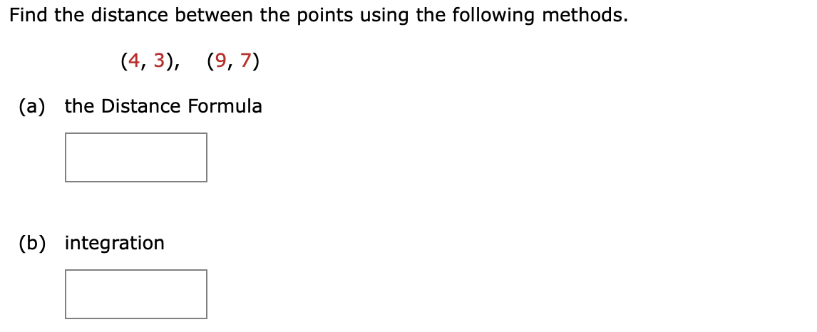 Find the distance between the points using the
