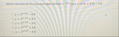 Write a formula for the transformation of k ( w )