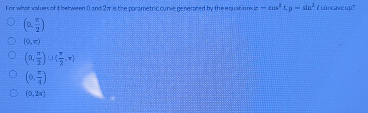 For what values of t between 0 and 2 is the