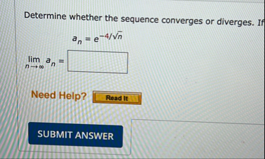 Determine whether the sequence converges or