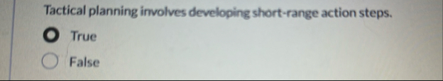 Tactical planning involves developing short -