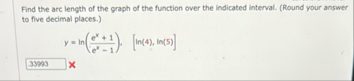Find the arc length of the graph of the function