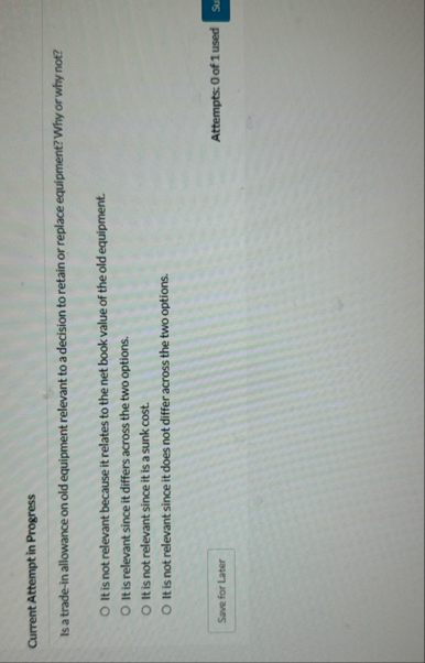 Current Attempt in Progress Is a trade - in